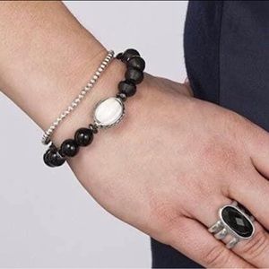 Silpada Pyrite Hematite Sterling stretch bracelet